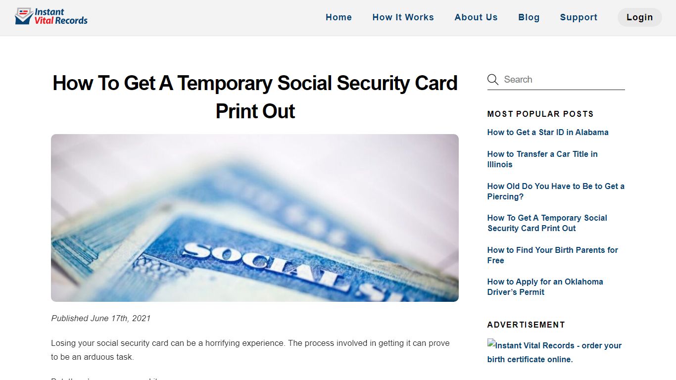 How To Get A Temporary Social Security Card Print Out - InstantVitalRecords